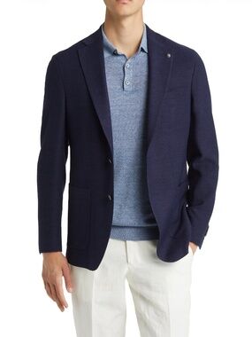 New Jack Victor Hampton Navy Knit Wool Sport Coat (38R)